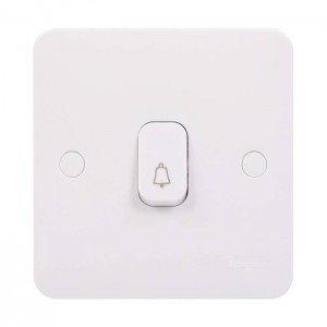 Schneider Electric Lisse Retractive Plate Switch with Bell Symbol 1 Gang 2 Way 10A White GGBL1012RBS